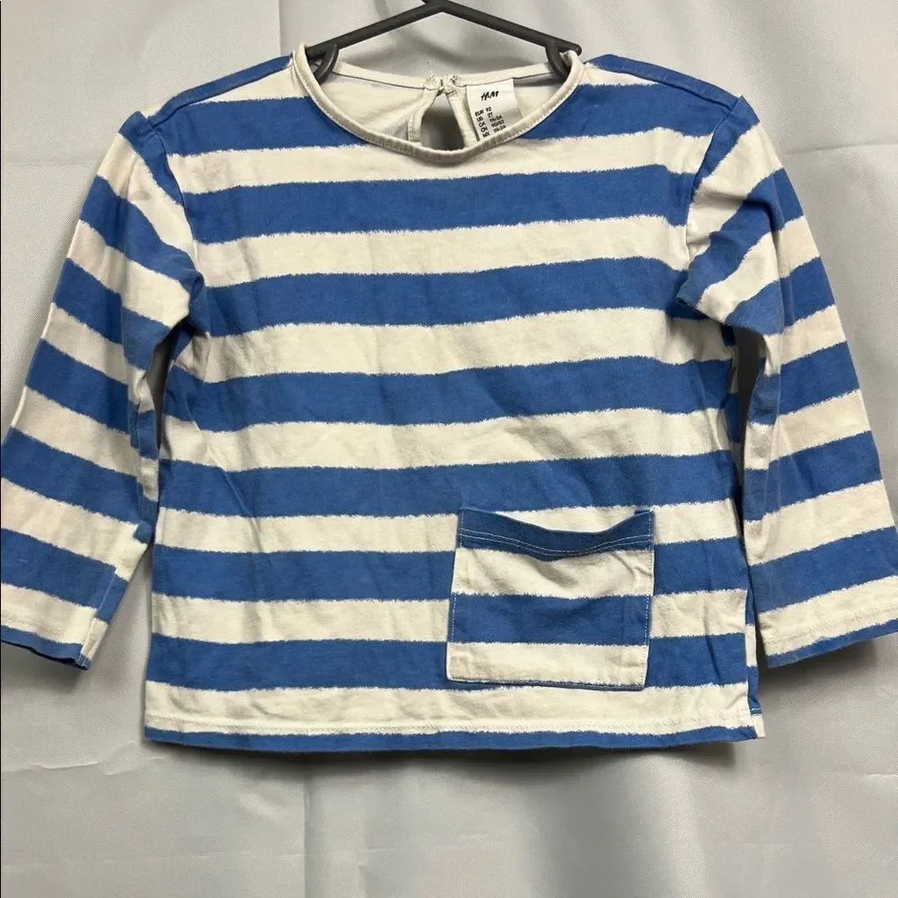H & M blue and white striped long sleeve top size 2T